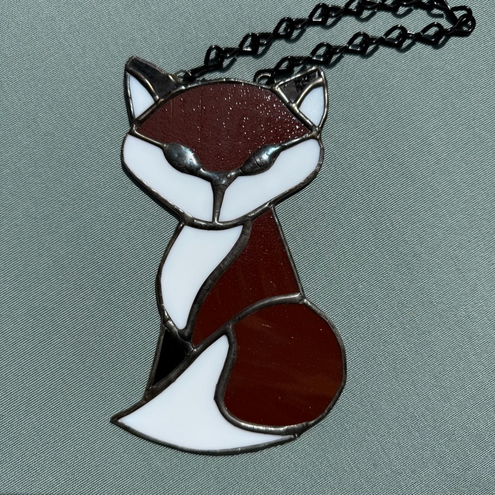 Handcrafted Stained Glass Fox Sun Catcher